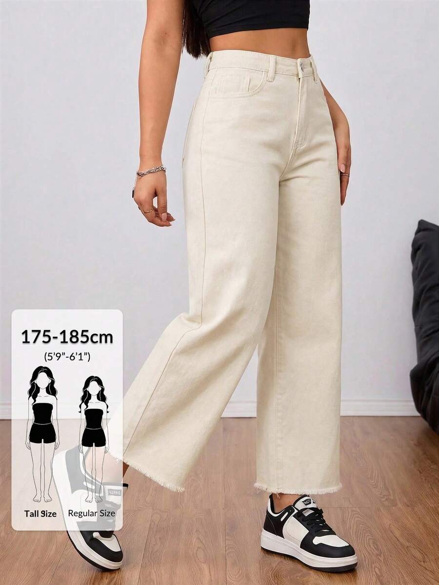 SHEIN Tall 女款休閒日常口袋鈕扣牛仔褲，適合高個女性