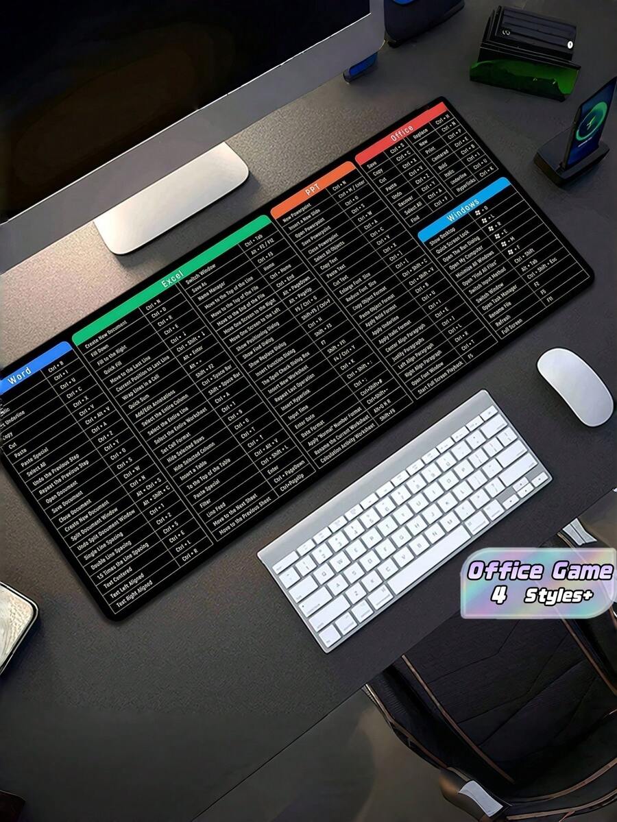 Large Shortcut Mouse Pad Word Excel PPT Hotkey Keyboard Shortcuts For Work Game Office Home Computer Accessory - Mouse Pad - View 1