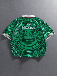 ROMWE MEN Prep Men's Skeleton Pattern Short Sleeve Sports Polo Shirt - Green - View 2