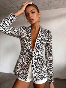 Eryvara 女款豹紋時尚百搭通勤旅行西裝外套 - 彩色 - 查看 1