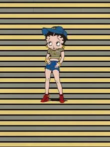 Betty Boop x SHEIN 女款條紋卡通印花休閒日常短袖T恤 - 白色 - 查看 3