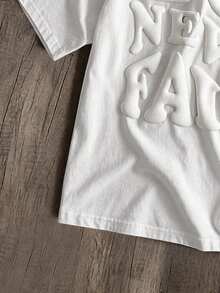 Manfinity Joysei Men's Bubble Letter Print T-Shirt, Simple And Versatile - White - View 4