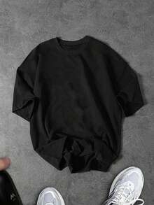 GymBeat Men's Plus Size Letter Print Casual Daily Travel Sports T-Shirt - Black - View 2