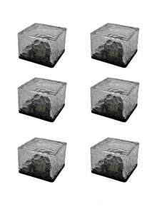 4/6 piezas Luces de ladrillo de hielo solar cuadradas, luces solares automáticas, luces nocturnas, decoración de paisaje, luces de camping, decoración de escaleras, luces de cubo de hielo, sensor automático, luz cálida, flores de cristal de hielo falso, adecuado para patio, césped, camino, escaleras, balcón, jardín, sendero del parque y talla grande escenarios - Lámpara pequeña de ladrillos de hielo - Ver 15