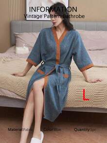 SHEIN 1件 复古图案浴袍 粉色/紫色/蓝色/绿色 纯棉纱布浴袍 纯棉纱布浴袍 夏季浴袍 吸水速干 女士浴袍 可穿戴浴巾 春夏睡衣 双层纱布 粉色/紫色/蓝色/绿色 浴室用品 家居用品 - 彩色 - 查看 36