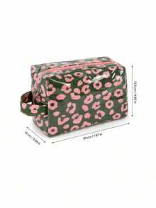 Joivida 1Pc PVC Leopard Print Striped Storage Bag, Large Capacity, Waterproof, INS Style, Multifunctional Makeup Bag, Travel Portable Storage Bag, Toiletry Storage Bag, Can Be Placed On Dresser/In Bathroom - Multicolor - View 10