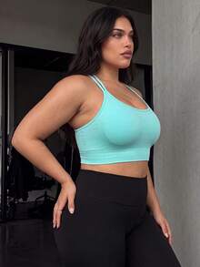 Slayform Women's Plus Size Solid Color Cropped Tank Top For Daily Wear And Fitness - Multicolor - View 4