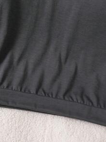SHEIN 女童大童休閒度假舒適簡約學院風可愛蝴蝶結對比色織帶兩件套 - 黑色 - 查看 4