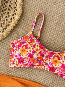 SHEIN Tween Girls Vacation Style Casual Bikini Set - Multicolor - View 4