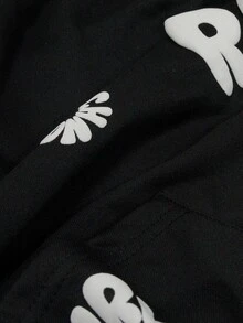 ROMWE MEN Street Life 男士字母圖案抽繩連帽拉鍊長袖運動衫 - 黑色 - 查看 4