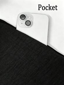 SHEIN Raffinéa 女款純色腰部打結設計百褶休閒日常夏季洋裝 - 黑色 - 查看 7
