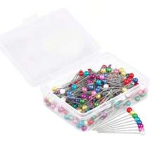 100 Round Pearl-Shaped Pins With Plastic Box, Suitable For Wedding Sewing DIY Craft Decoration - multicolor - View 4