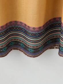 Rusticease Vestido elegante de vacaciones con cuello redondo, bolsillos y estampado geométrico para tallas grandes - Amarillo - Ver 9
