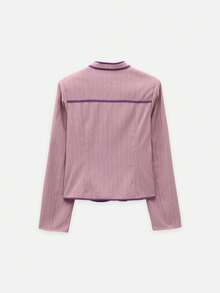 Nöista Chaqueta con ribete de detalle en contraste - Rosa Fucsia - View 10