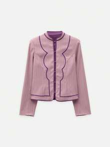 Nöista Chaqueta con ribete de detalle en contraste - Rosa Fucsia - View 9