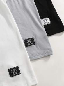 SHEIN 3件組男孩大童圓領套頭短袖拼接裝飾上衣 春夏款 - 彩色 - 查看 4