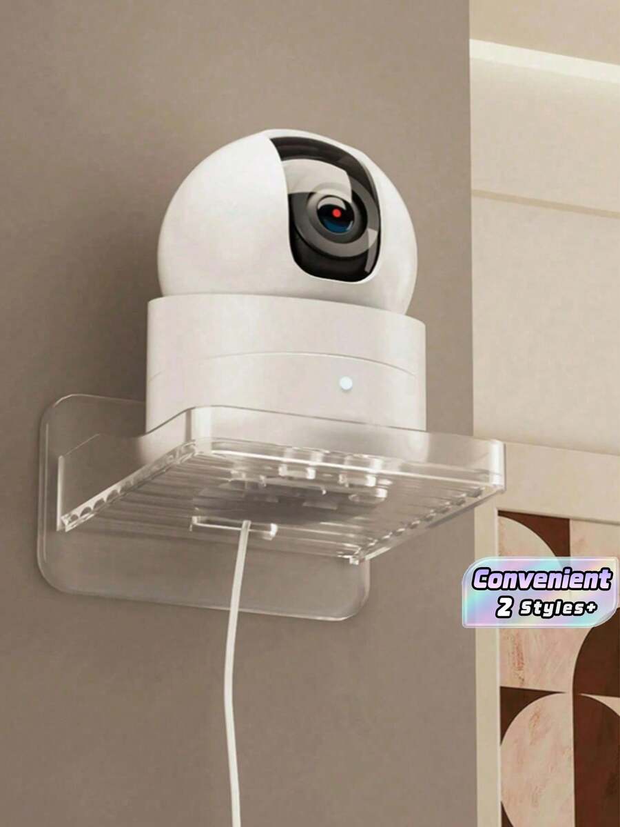1/2 PCS Wall Mounted Camera Holder Bracket No Drill Adhesive Sticky Tape Fixed Security Monitor Stand Shelf Tray Storage Rack For Home Office Indoor Use Strong Durable Easy Installation Space Saving Multifunctional Organizer - Multicolor - View 1