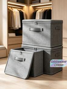 1pc Clothes Storage Box, Foldable Oxford Cloth Drawer Style Clothing Storage Box, No Compartment Closet Organizer For Jeans, Sweaters, Etc. Decorations Autumn Decor Festival Decor Room Decor Home Decor Fall Decor Bedroom Decor - Grey - View 1