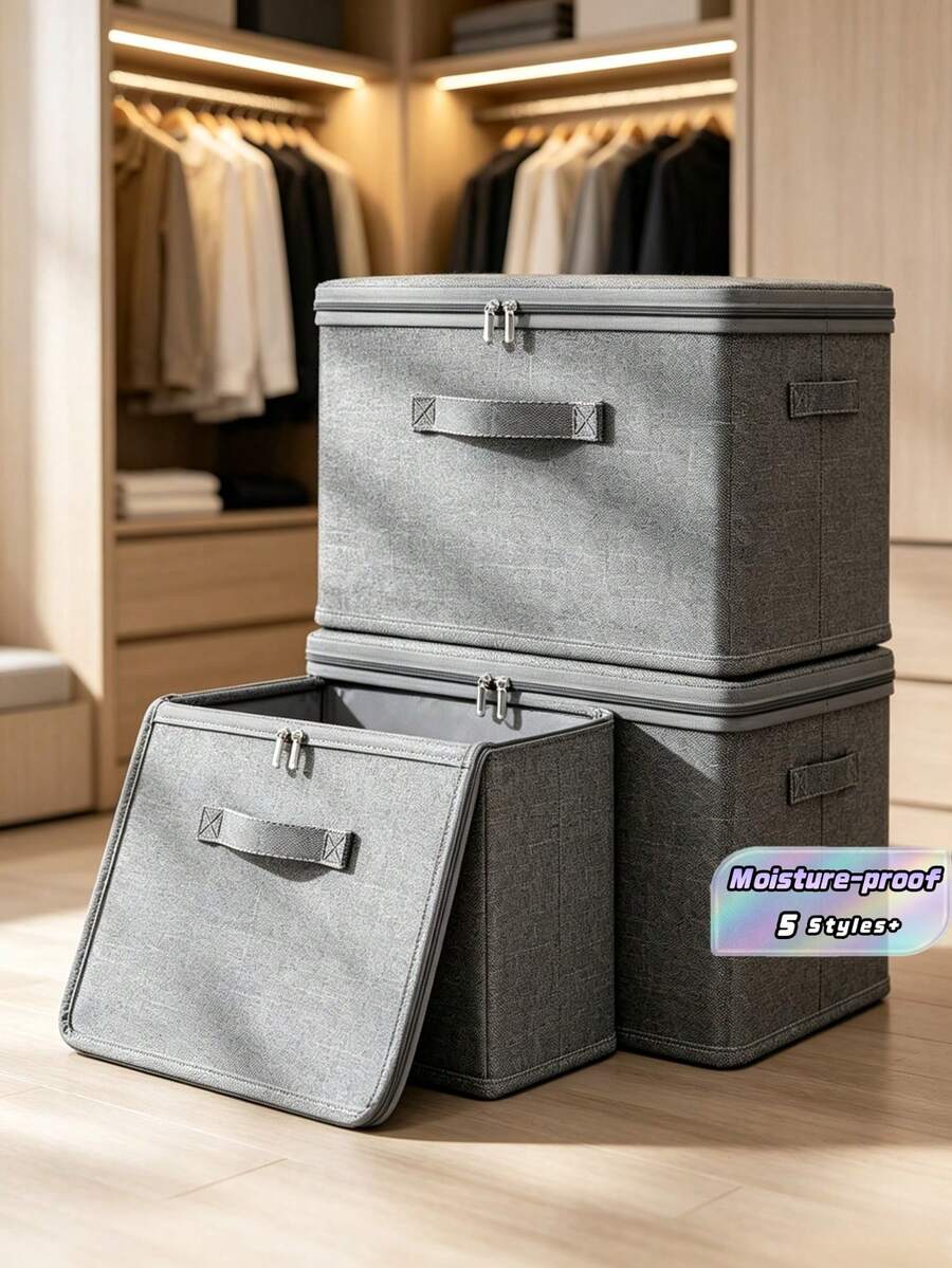 1pc Clothes Storage Box, Foldable Oxford Cloth Drawer Style Clothing Storage Box, No Compartment Closet Organizer For Jeans, Sweaters, Etc. Decorations Autumn Decor Festival Decor Room Decor Home Decor Fall Decor Bedroom Decor - Grey - View 1