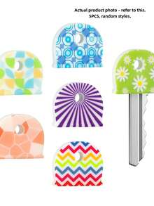 5PCS Random Color Floral Silicone Anti-Slip Creative Key Identifier Protective Cover Universal Fit Durable Flexible Easy To Identify For Home Office Door Keys Key Chain Accessories Key Organizer Decorative Funny Key Cap Set - multicolor - View 5