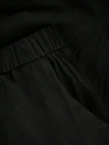 Linhara CURVE 大尺碼女款純棉百慕大短褲，綁帶褲腳開口附口袋，適合日常通勤、休閒、度假及其他場合 - 黑色 - 查看 5