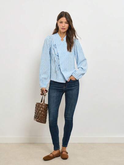 Nöista Blouse Long Sleeve With Mao Neck