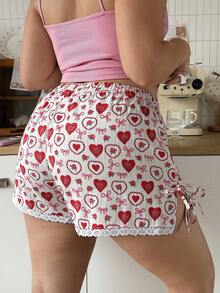 Slumberry CURVE Sweet & Cute Ins Heart & Bow Print Plus Size Short Pajamas - Multicolor - View 2
