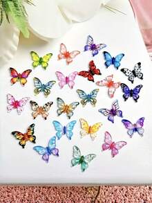 50 PCS Mini Resin 3D Multicolor Butterfly Shiny Glossy Lightweight Adhesive Charms Embellishments For Nail Art Jewelry Wedding Party Scrapbooking Card Making DIY Crafts Projects Home Decor Supplies - Multicolor - View 5