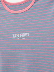 Nöista Graphic Tee With Contrast Bindings, Message Top. - Blue - View 9