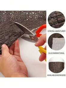 Multi-Functional Simulated Bark - Made Of Soft Rubber, Customizable To Size, Perfect For Pipe And Pillar Covering, Wall Decoration, With Realistic Willow Texture - Coffee Brown - View 13