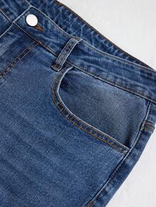 EMERY ROSE Plus Size Skinny Washed Distressed Denim Jeans - Medium Wash - View 6