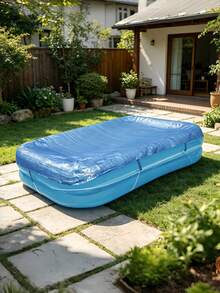 1 cái bạt che hồ bơi hình chữ nhật chống bụi chống tia UV, chất liệu HDPE mật độ cao chịu lực, kèm dây buộc cố định, bền chống rách, phù hợp cho bể bơi bơm hơi, bể bơi trên mặt đất, lưu trữ ngoài trời và bảo vệ mùa đông - Màu xanh lam - Xem 5