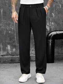 SLATEMANN Men's Solid Color Casual Versatile Daily Travel Long Pants With Pockets - Black - View 4