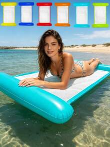 Inflatable Float Bed Double Tube PVC Lounge Mat, Pool Beach Lake Lounger For Relaxation Sunbathing, Summer Water Party Outdoor Fun, Portable Roll Up Easy Inflate, Pump Not Included - Double-tube Solid Color Floating Bed - View 10