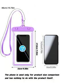 1pc Universal Waterproof Phone Pouch, Waterproof Phone Case, Compatible With IPhone 14/13/12/11 Pro Max/XS Plus, Fits Galaxy S22/S23 (Up To 7.0 Inches), 3D Dry Phone Bag - Purple - View 4
