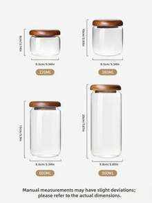 1Pc Glass Food Storage Containers With Airtight Wooden Lids, Glass Jars For Home & Office Use, Clear Glass Canisters For Tea, Coffee Beans, Nuts, Spices, Sugar, Overnight Oats, Cereal, Rice, Candy Storage - Clear - View 11