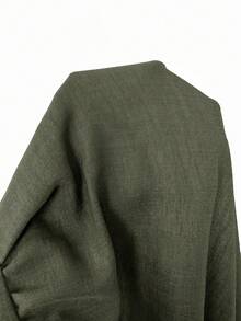 Veilorie 刺繡拼接收腰舒適寬鬆休閒度假日常百搭洋裝 - 軍綠色 - 查看 7
