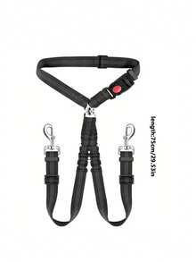 1Pc Adjustable Dual Dog Car Seat Belt, Elastic Retractable Pet Vehicle Safety Leash, Shock Absorbing Travel Restraint For Two Dogs Driving Trip - Multicolor - View 3