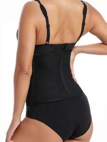 Women Waist Trainer Corset Belt, Neoprene Tummy Shaper With 3 Row Hooks And Gold Zipper, Firm Compression Belly Band For Postpartum Recovery, Back Support For Gym Workout Slimming, Black - Black - View 3