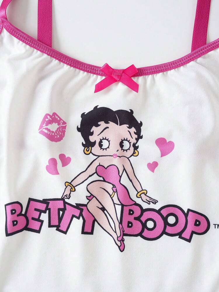 Betty Boop x SHEIN Plus Size Lingerie Set Collaboration - Hot Pink - View 3