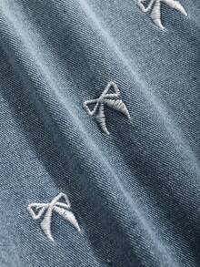 DAZY Women's Casual Bowknot Embroidered Straight Leg Jeans - Blue - View 4