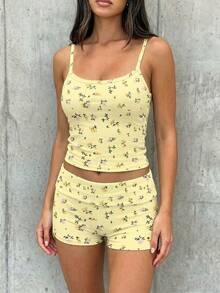 SHEIN EZwear Summer Ditsy Floral Camisole And Shorts Set - Multicolor - View 3