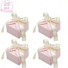 25 pièces Petites boîtes en papier à thème printanier pour bonbons et friandises avec ruban, boîtes cadeaux en papier pour biscuits, fournitures de fête pour anniversaire et mariage - multicolore - Voir 14