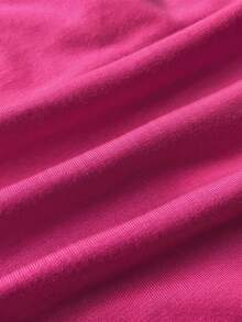 Attitoon Women's Solid Color Sweetheart Neck Short Sleeve Fitted Casual T-Shirt - Hot Pink - View 4
