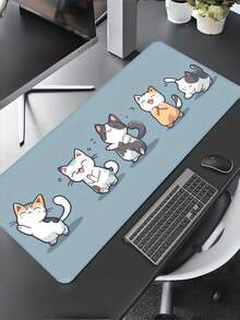 1pc Large NonSlip Rubber Precision Locking Edge Durable Playful Cartoon Cat Dance Blue Desk Mat Gaming Mouse Pad Office Home Computer Setup Cat Lover Gift Large Desk Mat NonSlip Mouse Pad - multicolor - View 3
