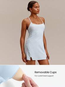 GLOWMODE FeatherFit™-Air Elevate A-Line Built-In Peekaboo Short Pocket Mini Slip Dress Low Impact Daily  Quick Dry Moisture Wicking - Baby Blue - View 5