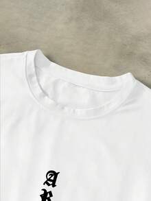 STEELVANCE Camiseta de cuello redondo de manga corta con hombros caídos y estampado para hombre - Blanco - Ver 4