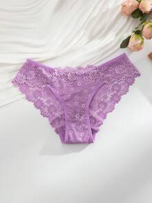 SHEIN 浪漫性感蕾絲女款三角內褲 3件組 - 彩色 - 查看 6