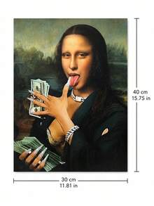 Joivida 1pc Funny Mona Lisa Parody Canvas Wall Art, Unframed Classic Portrait Print Poster, Quirky Modern Decorative Painting For Living Room, Bedroom, Dorm, Office, Cafe, Apartment Home Decor & Gift - multicolor - View 13