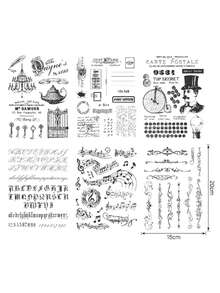 Handbook Transparent Silicone Stamp With Retro Background Base Stamp For DIY Decorative Handbooks, Rubber Stamp For Music Scores, Letters - 1set - View 4